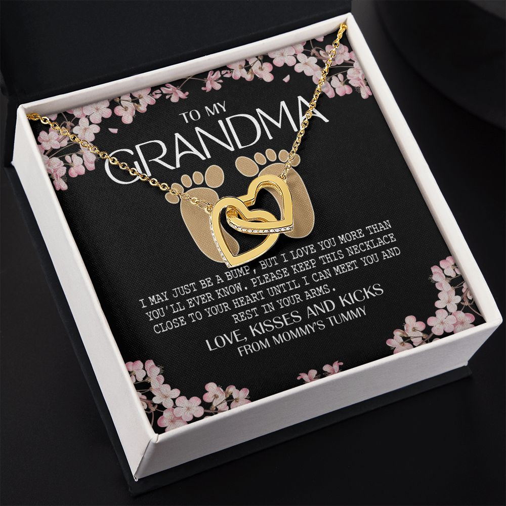 To My Grandma Necklace, Gift for Grandmother Necklace, Mothers Day Gift For Grandma Nana, Grandma Jewelry From Grandchildren GrandKids , Jewelry Box Gift For Grandma Grandmother16 Interlocking Hearts Necklace