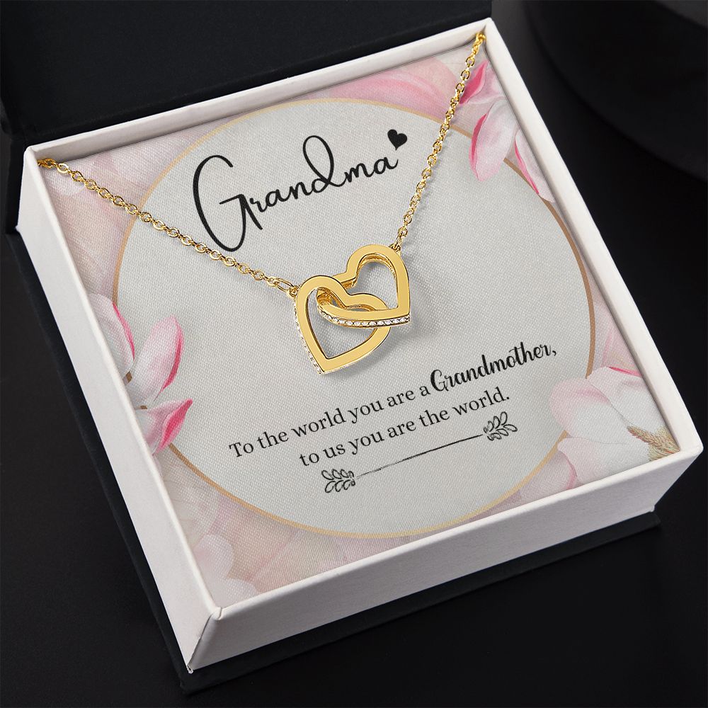 To My Grandma Necklace, Gift for Grandmother Necklace, Mothers Day Gift For Grandma Nana, Grandma Jewelry From Grandchildren GrandKids , Jewelry Box Gift For Grandma Grandmother8 Interlocking Hearts Necklace