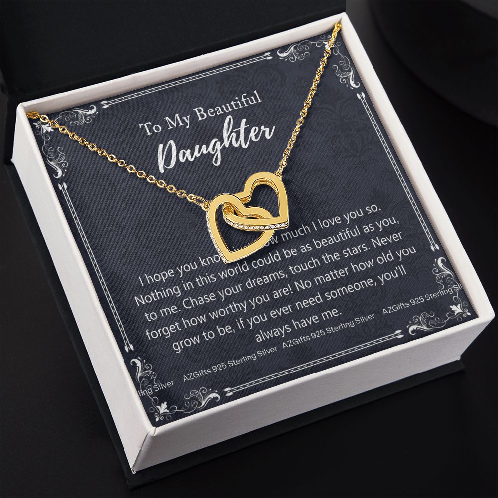 To My Daughter Necklaces Pendants - Father and Daughter Necklace - Gift from Daddy - Luxury Necklace Silver On Birthday, Anniversary - Includes Gift Box Interlocking Hearts Necklace