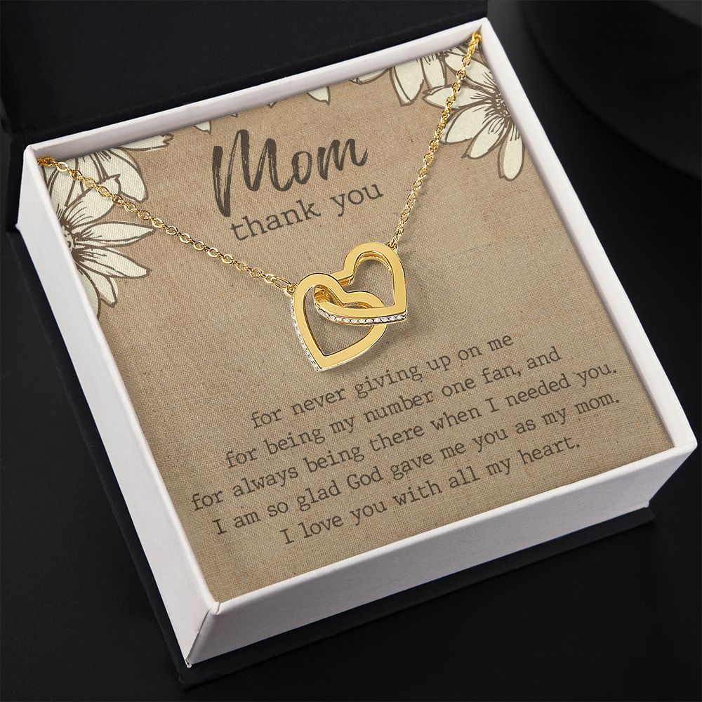 Thank You Gift For Mom, Gifts For Mother, Gifts For Mom From Daughter, Affordable Gifts For Mom, Birthday Gift Ideas For Mom From Daughter Interlocking Hearts Necklace