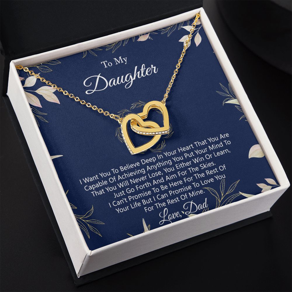 Gift For Daughter from Dad Daughter Father Necklace for Daughter Gift from Dad To My Daughter Necklace Daughters Birthday Christmas Jewelry Birthday Gifts for Women Girls Interlocking Hearts Necklace
