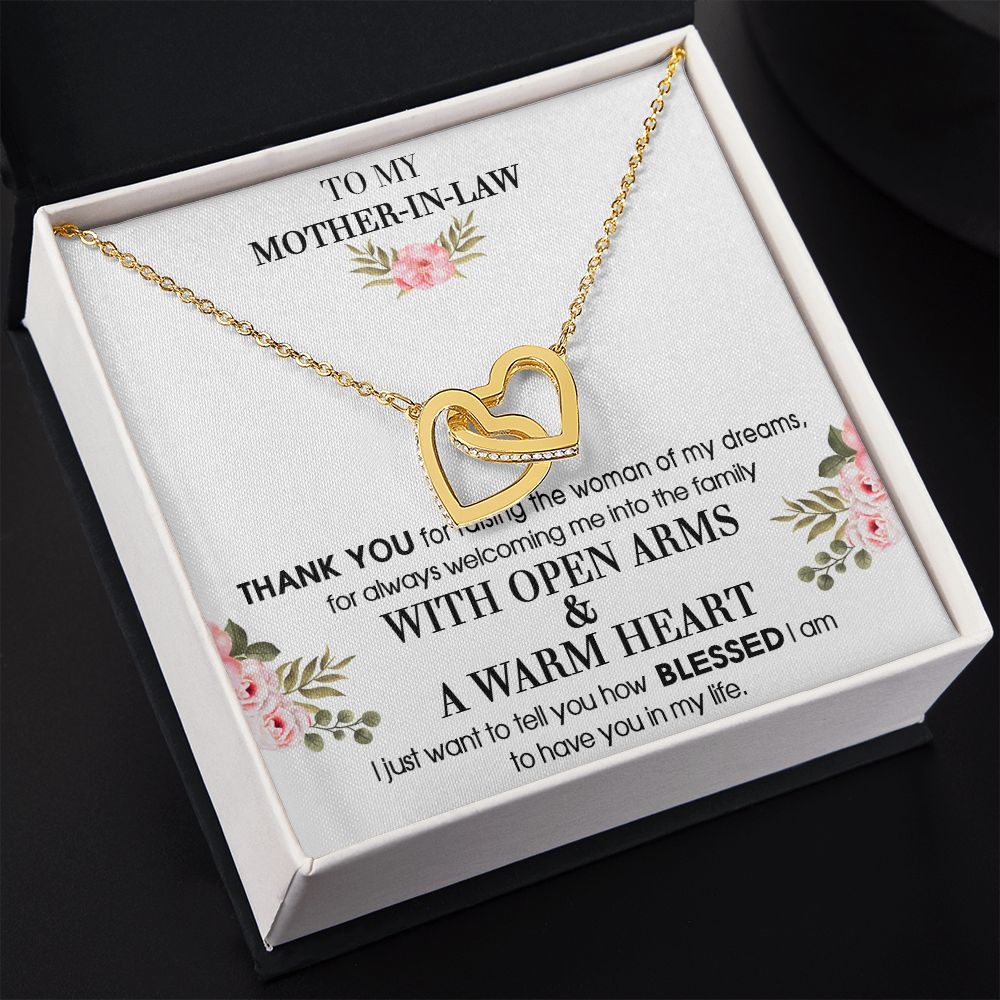To My Mother-In-Law From Son-In-Law Thank You For Raising Interlocking Hearts Necklace