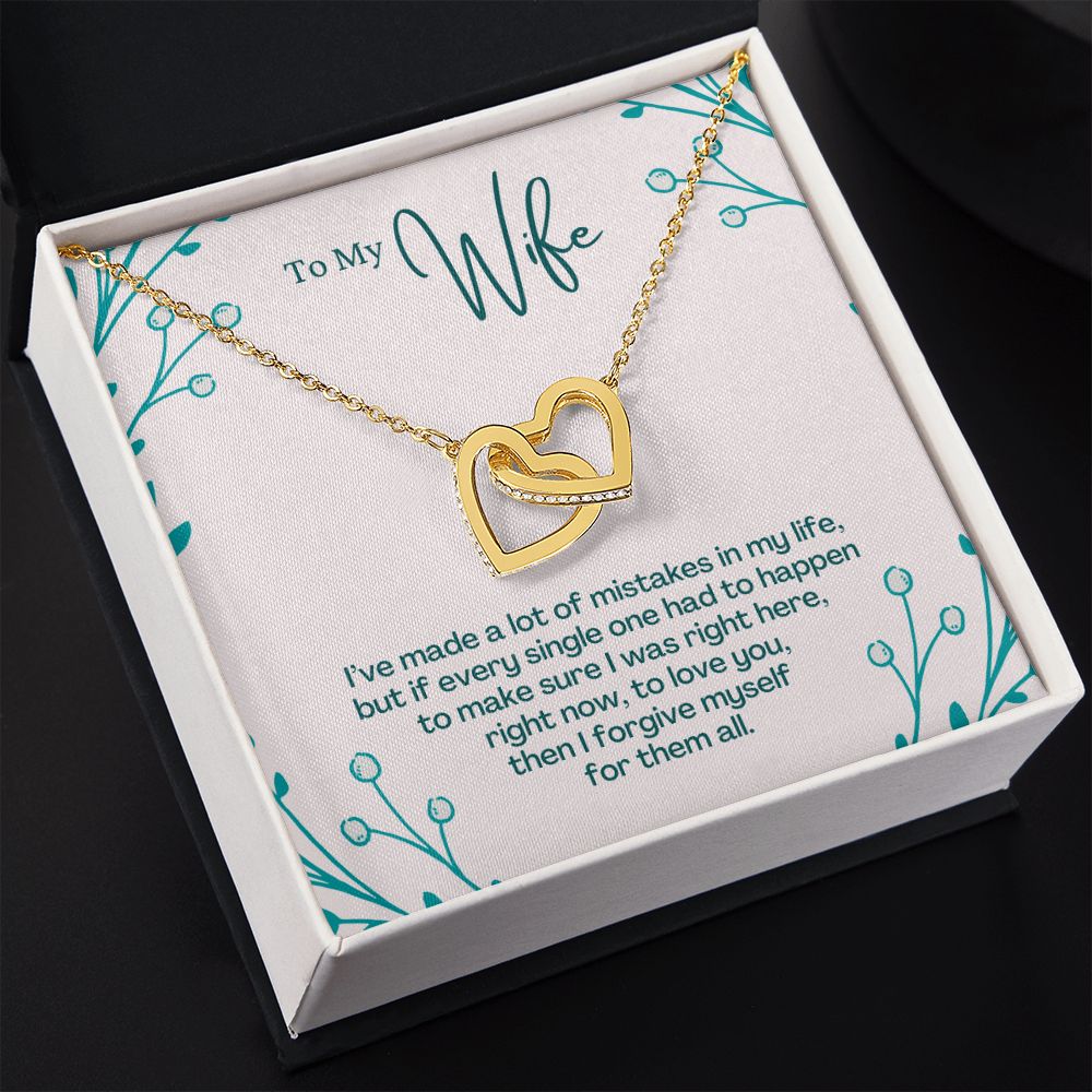 To My Wife Necklace Pendant Gift From Husband I've Made A Lot Of Mistakes With Message Card and Gift Box. Valentine's Day Gift For Wife Future Wife Interlocking Hearts Necklace