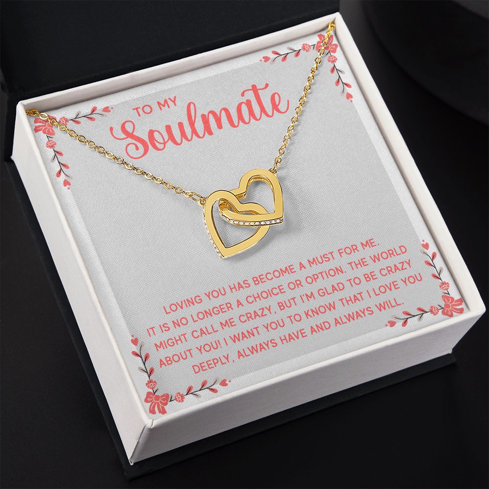 To My Soulmate Necklace for Women Birthday Christmas Jewelry Gifts For My Wife with Message Card Box Personalized Gift Present Pendant for Future Wife Soulmate Girlfriend Love 14 Interlocking Hearts Necklace