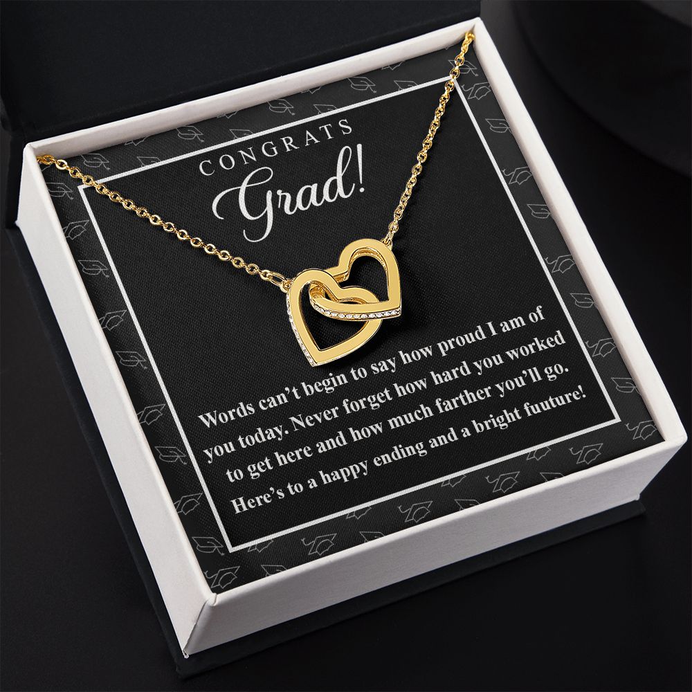 College Graduation Gift Necklace for Daughter, My Daughter Love Knots Necklace Congrats Graduation Pendants Gift For Daughter, Granddaughter, Niece, Sister Interlocking Hearts Necklace
