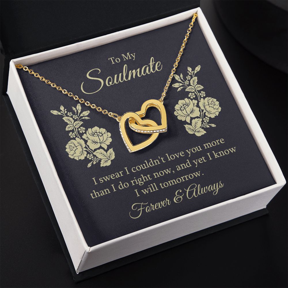 To my soulmate - I swear I couldn't love you Interlocking Hearts Necklace