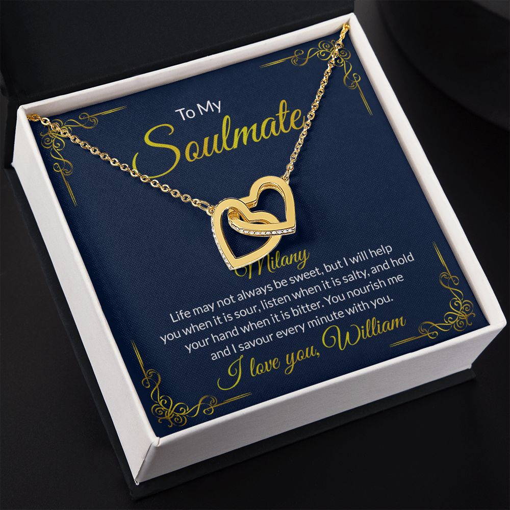 Soulmate Necklace Gift For Her, To My Soulmate Necklace, Love Necklace Gifts For Her, Soulmate Gift, Soulmate Jewelry, Jewelry Gift Her Interlocking Hearts Necklace