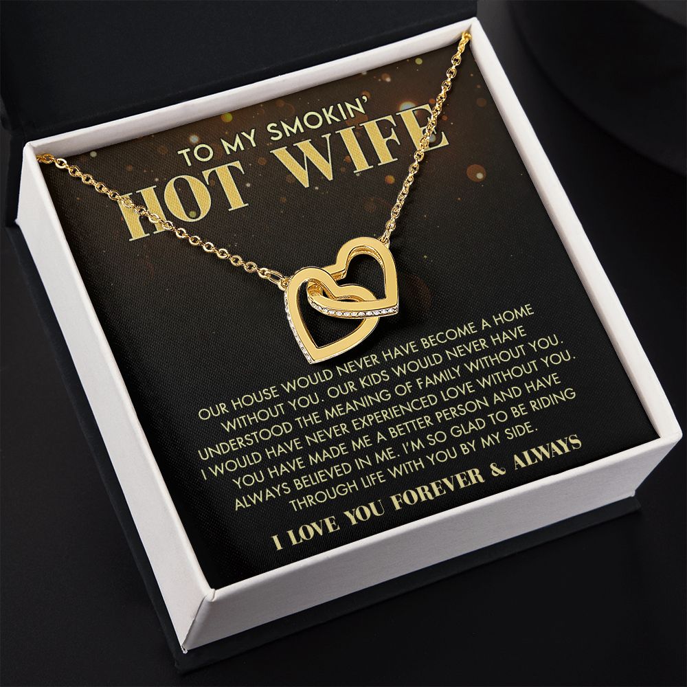 To My Wife Necklace from Husband, Personalized Necklace for Women, Luxury Necklace for Wife from Man Men, Wedding Anniversary Present For Wife, Beautiful Wife Jewelry Christmas Birthday Gift For Wife11 Interlocking Hearts Necklace