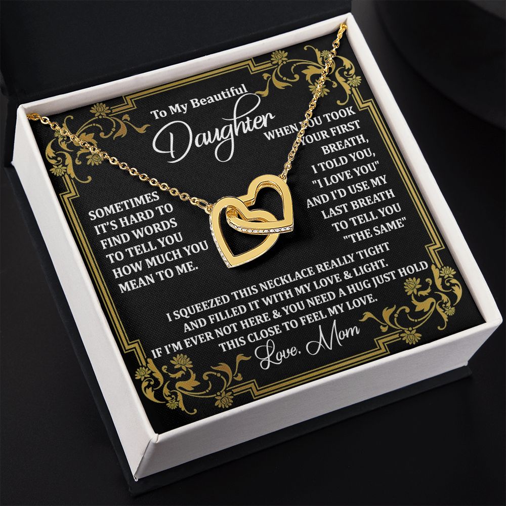 Mother Daughter Gift Ideas, To My Daughter Gift Necklace from Mom, Jewelry Pendant Present for Daughter, Birthday Christmas Gift Graduation Gifts for Daughters, Mother and Daughter Necklace 2134 Interlocking Hearts Necklace