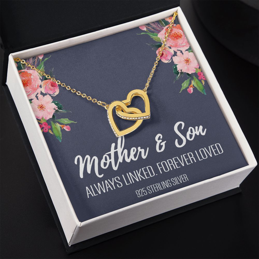 Gift For Mom From Son, Mother Son Gifts, Happy Mother's Day Necklace, Mom Gift Interlocking Hearts Necklace