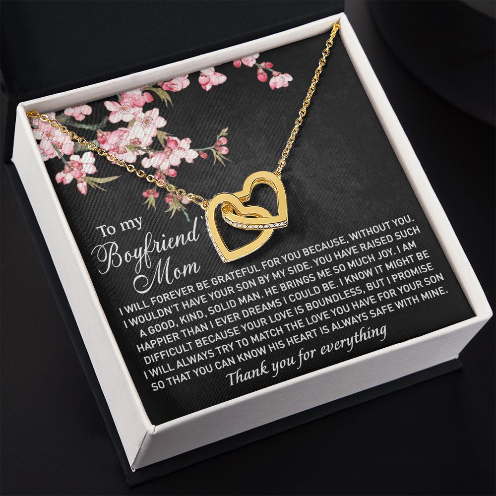 To My Boyfriend's Mom Necklace I Will Forever Be Grateful for You Love Knot Pendant Jewelry For Fiancé's Mom From Future Daughter In Law Interlocking Hearts Necklace