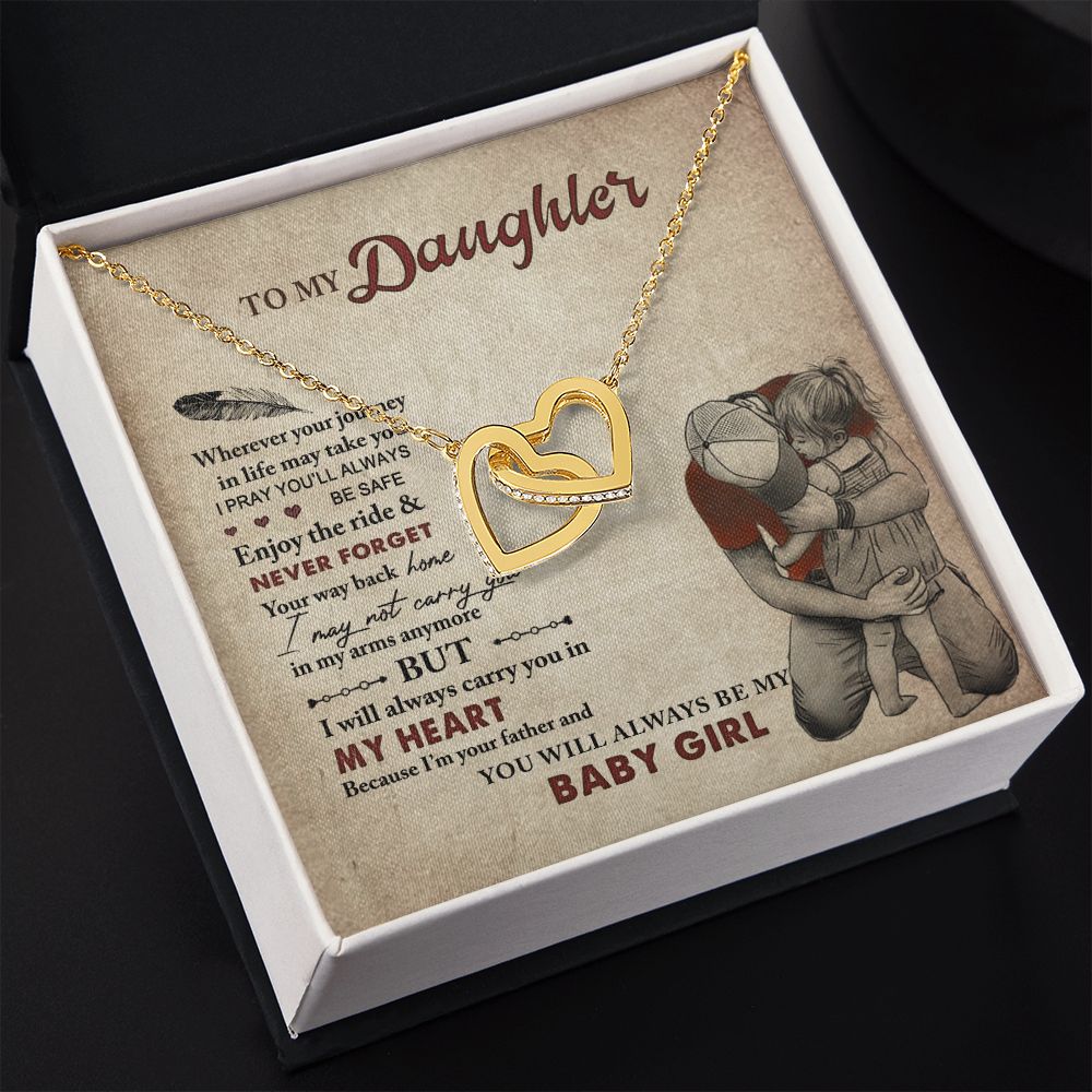 To My Daughter Necklaces Pendants - Father and Daughter Necklace - Gift from Daddy - Luxury Necklace Silver On Birthday, Anniversary - Includes Gift Box Interlocking Hearts Necklace
