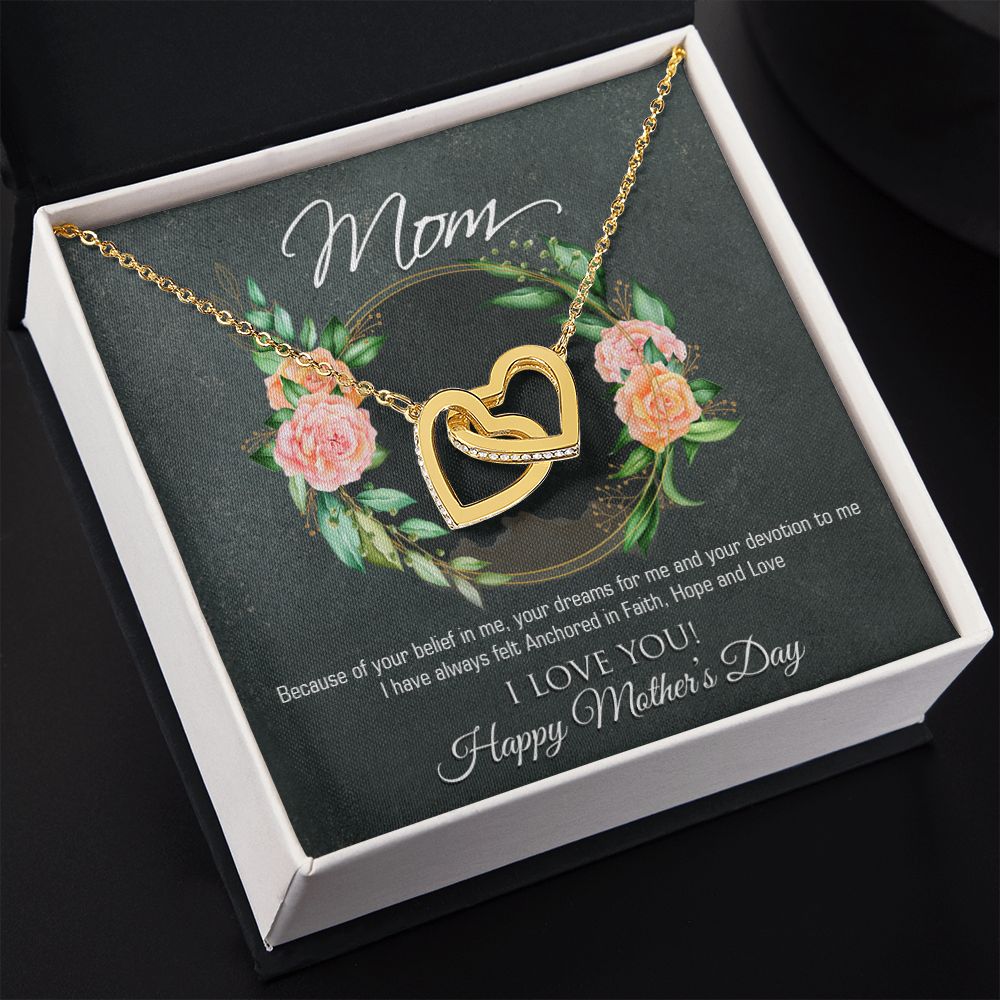 To My Mom Flower Necklace Pendant Gift From Daughter Your Belief In Me With Message Card Gift For Mom Interlocking Hearts Necklace