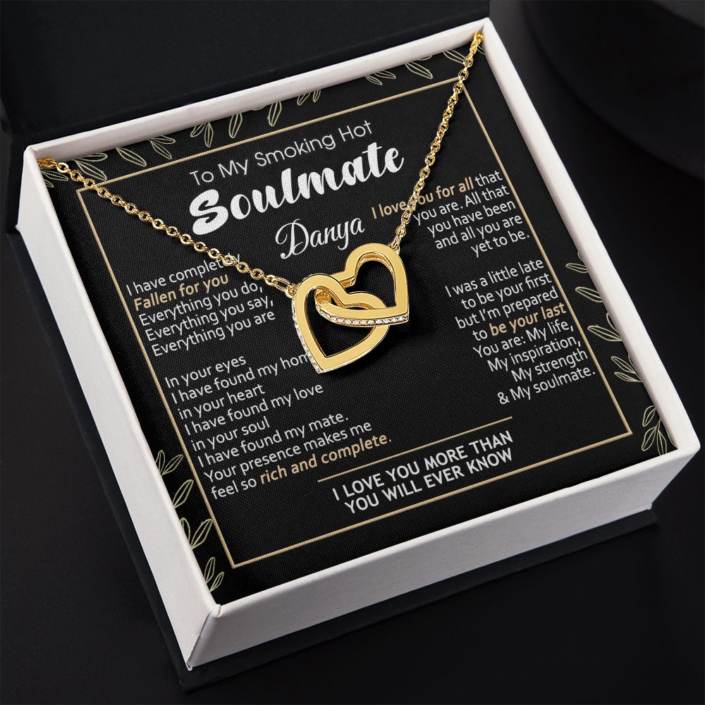 To My Smokin Hot Soulmate Necklace - Wife Gifts From Husband To My Wife Necklace, Gift for Her Romantic, Girlfriend Gifts Necklace for Wife from Men Includes Message Card and Gift Box 7 Interlocking Hearts Necklace