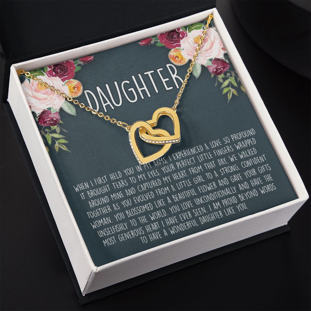 Daughter Necklace Gift for Daughter, Daughter Jewelry, Mother Daughter Interlocking Hearts Necklace