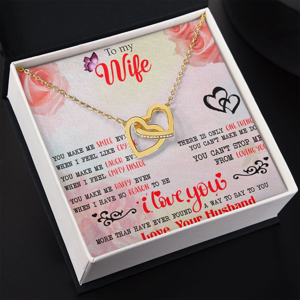 To My Wife Necklace, Wedding Anniversary Jewelry For Women, Necklace For Wife from Husband, Gift For Wife Birthday Gifts From Husband Necklace, Jewelry With Message Card In A Gift Box3 Interlocking Hearts Necklace