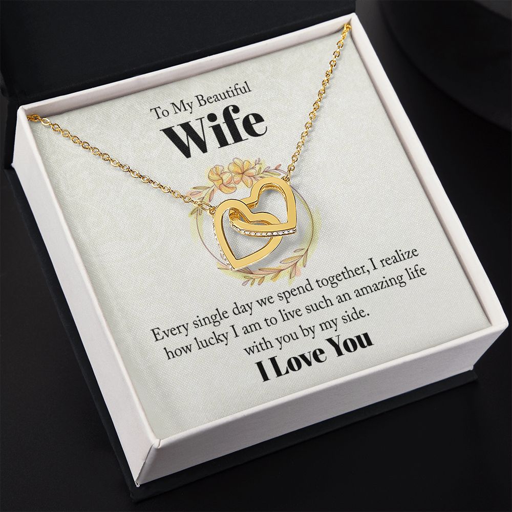 To My Beautiful Wife Necklace, Wedding Anniversary Jewelry For Women, Necklace For Wife from Husband, Gifts For Wife Birthday Gifts Necklace, Jewelry With Message Card In A Gift Box