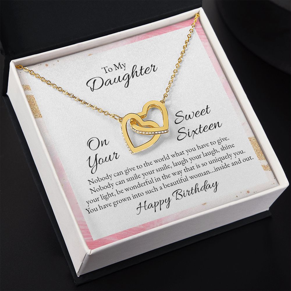 Mother and Daughter Necklace for Girls, To My Daughter Gift Necklace from Mom, Birthday Christmas Gift Graduation Gifts for Daughters, Jewelry Pendant Present for Daughter, Mother Daughter Gift 43 Interlocking Hearts Necklace