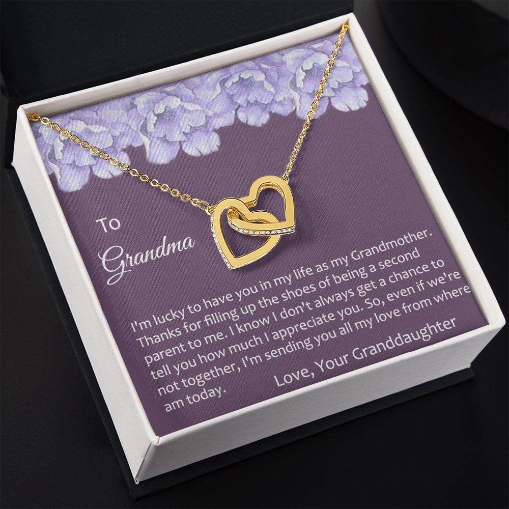 To My Grandma Necklace, Gift for Grandmother Necklace, Mothers Day Gift For Grandma Nana, Grandma Jewelry From Grandchildren GrandKids , Jewelry Box Gift For Grandma Grandmother21 Interlocking Hearts Necklace
