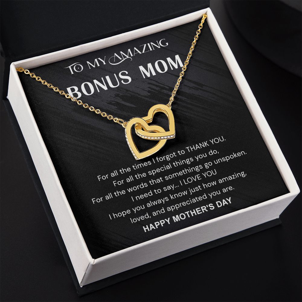 Mother's Day Gifts For Bonus Mom, Bonus Mom Mothers Day Gift, Bonus Mom Necklace, Gift For Bonus Mom On Mother's Day Interlocking Hearts Necklace