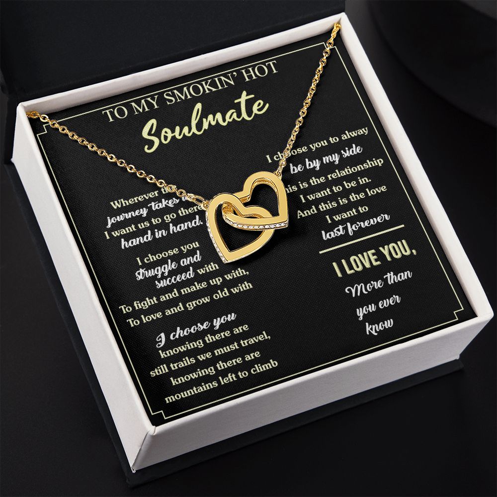 To My Soulmate Necklace for Women Birthday Valentines Day Jewelry Gifts For My Wife with Message Card Box Personalized Gift Present Pendant for Future Wife Soulmate Girlfriend Love 7 Interlocking Hearts Necklace