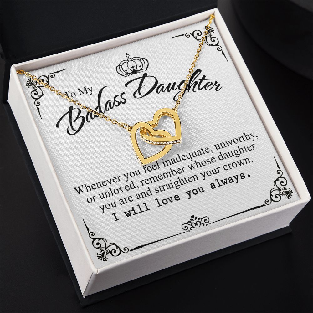 Bonus Daughter Gifts From Stepdad, Step Daughter Gifts From Stepmom, Stepdaughter Gifts From Stepdad, Father Stepdaughter Necklace, To My Bonus Daughter Necklaces, Christmas Gifts For Bonus7 Interlocking Hearts Necklace