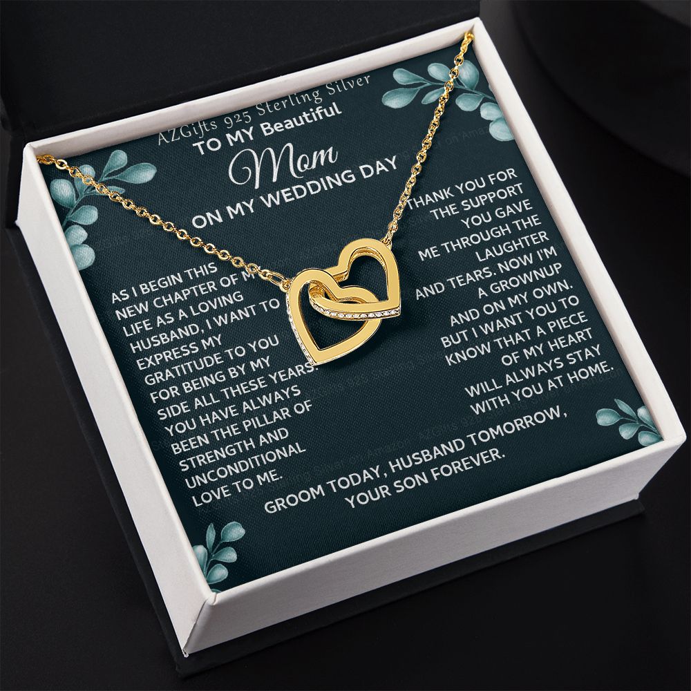 To My Beautiful Mom Necklace from Son, Gift for Mom, Gift from Son for Mother, Mother of Groom Gift, Necklace for Mother of Groom Wedding Day, To my Mom Necklace 301 Interlocking Hearts Necklace