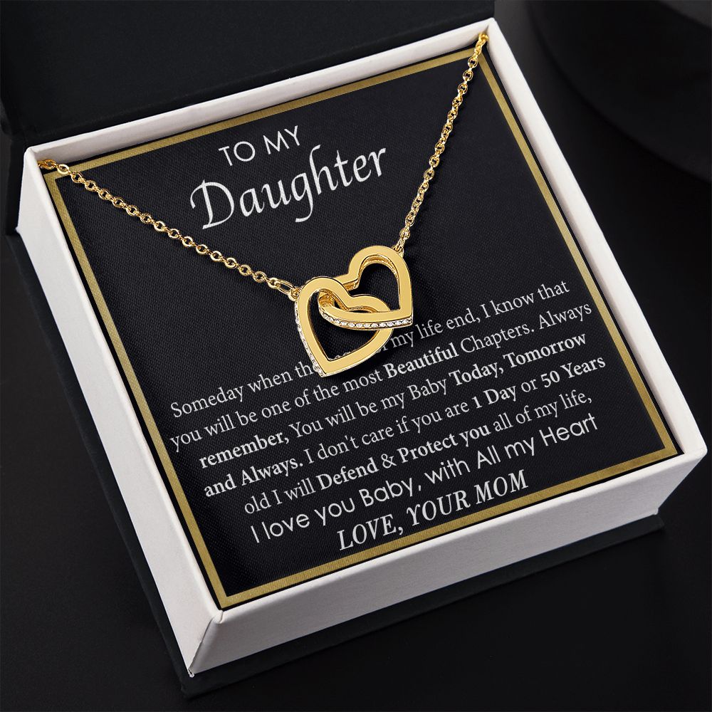 Mother Daughter Gift Ideas, To My Daughter Gift Necklace from Mom, Jewelry Pendant Present for Daughter, Birthday Christmas Gift Graduation Gifts for Daughters, Mother and Daughter Necklace 2136 Interlocking Hearts Necklace