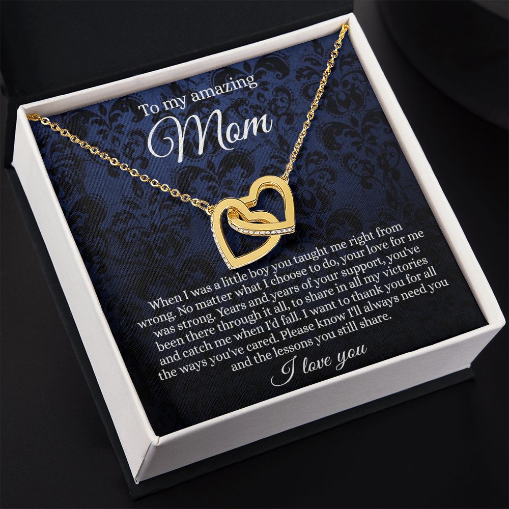 Gift for Mom Necklace, To My Beautiful Mom Love Knot Necklace Card, Mother’s Day Gift For Mom From Son, Thank You Mom Gift, Custom Jewelry Necklace For Mom Interlocking Hearts Necklace