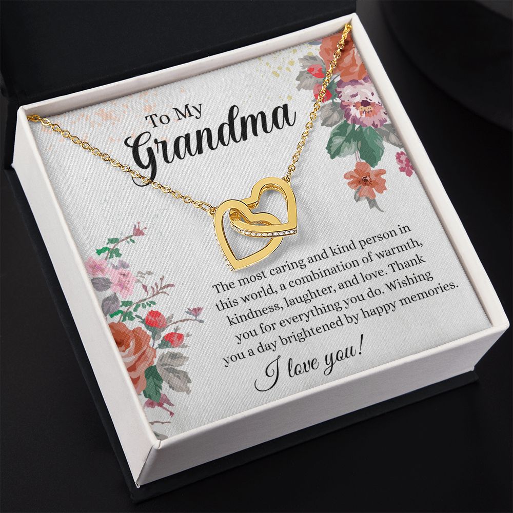 To My Grandma Necklace, Gift for Grandmother Necklace, Mothers Day Gift For Grandma Nana, Grandma Jewelry From Grandchildren GrandKids , Jewelry Box Gift For Grandma Grandmother3 Interlocking Hearts Necklace