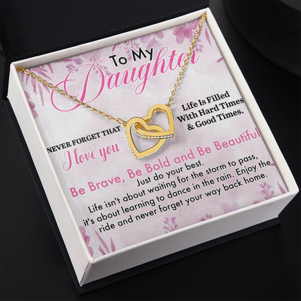 Mother Daughter Gift Ideas, To My Daughter Gift Necklace from Mom, Jewelry Pendant Present for Daughter, Birthday Christmas Gift Graduation Gifts for Daughters, Mother and Daughter Necklace 28 Interlocking Hearts Necklace