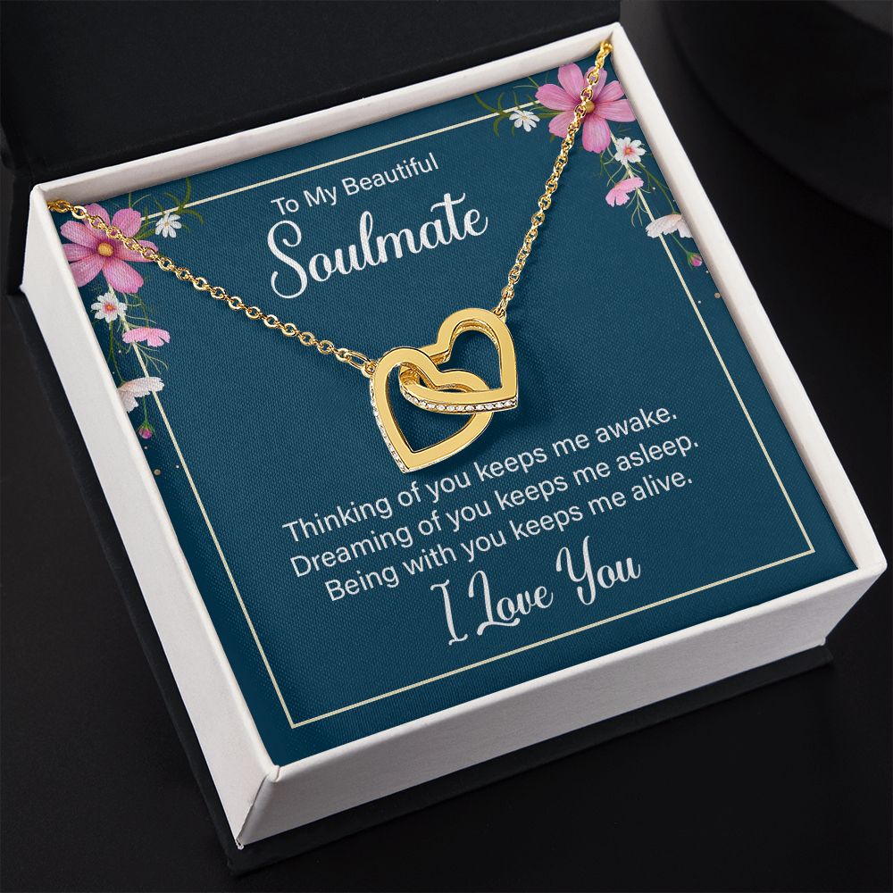 To My Soulmate Necklace for Women Birthday Christmas Jewelry Gifts For My Wife with Message Card Box Personalized Gift Present Pendant for Future Wife Soulmate Girlfriend Love 13 Interlocking Hearts Necklace
