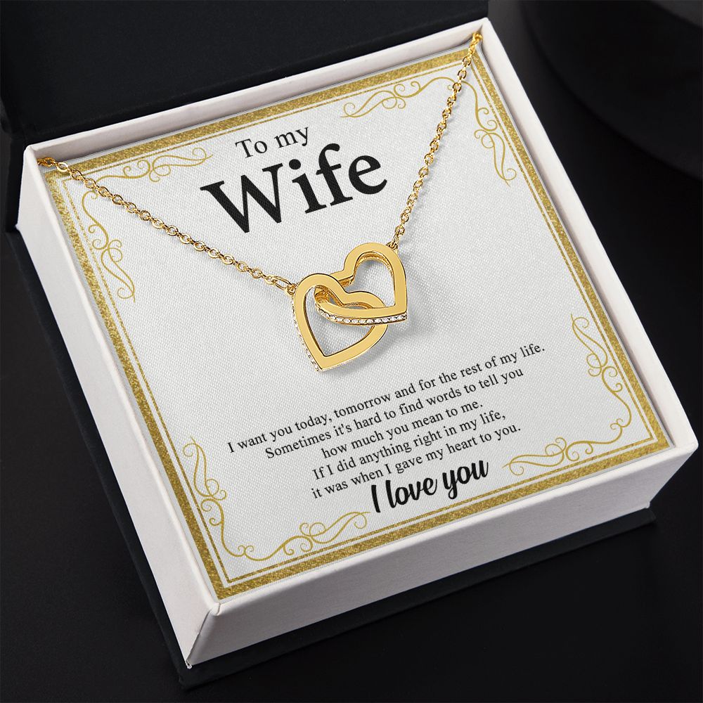 To My Wife Alluring Love Necklace Gift for Wife Valentines Day Gift for Her Interlocking Hearts Necklace