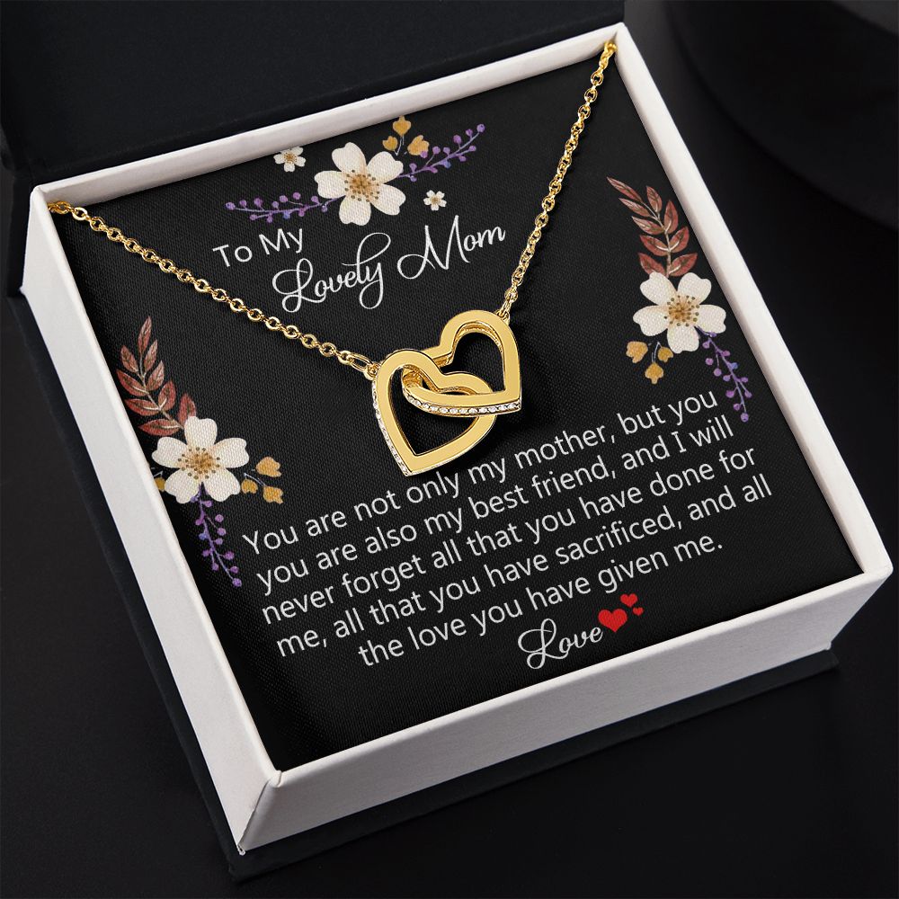 To My Mom Necklace, Gift For Mom, Mother's Day Gift from Daughter, Mom Jewelry Gift for Mothers Day, Birthday Gift for Mother, Moms Gift from Daughter Son, Necklace for Mom Mother15 Interlocking Hearts Necklace