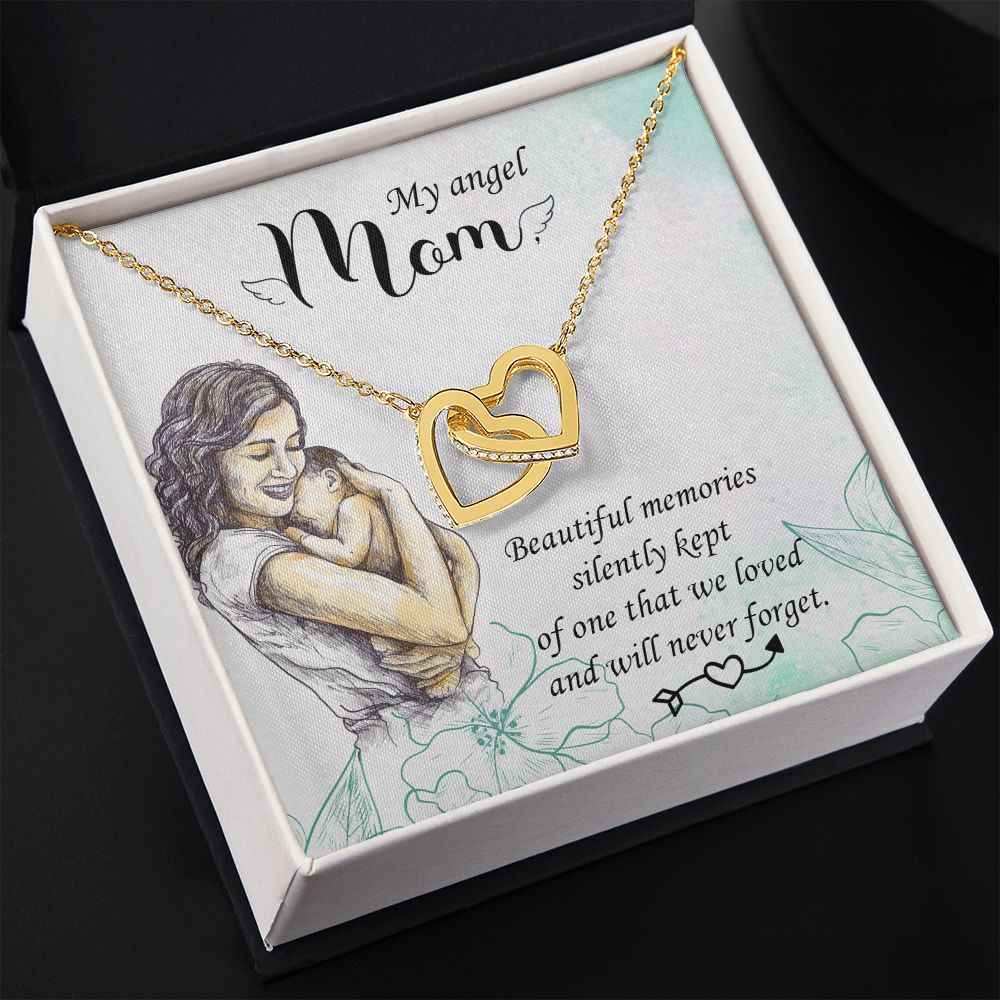 To My Mom Mother My Angel Necklace Pendant Gift From Daughter Beautiful Memories With Message Card Gift For Mom Interlocking Hearts Necklace