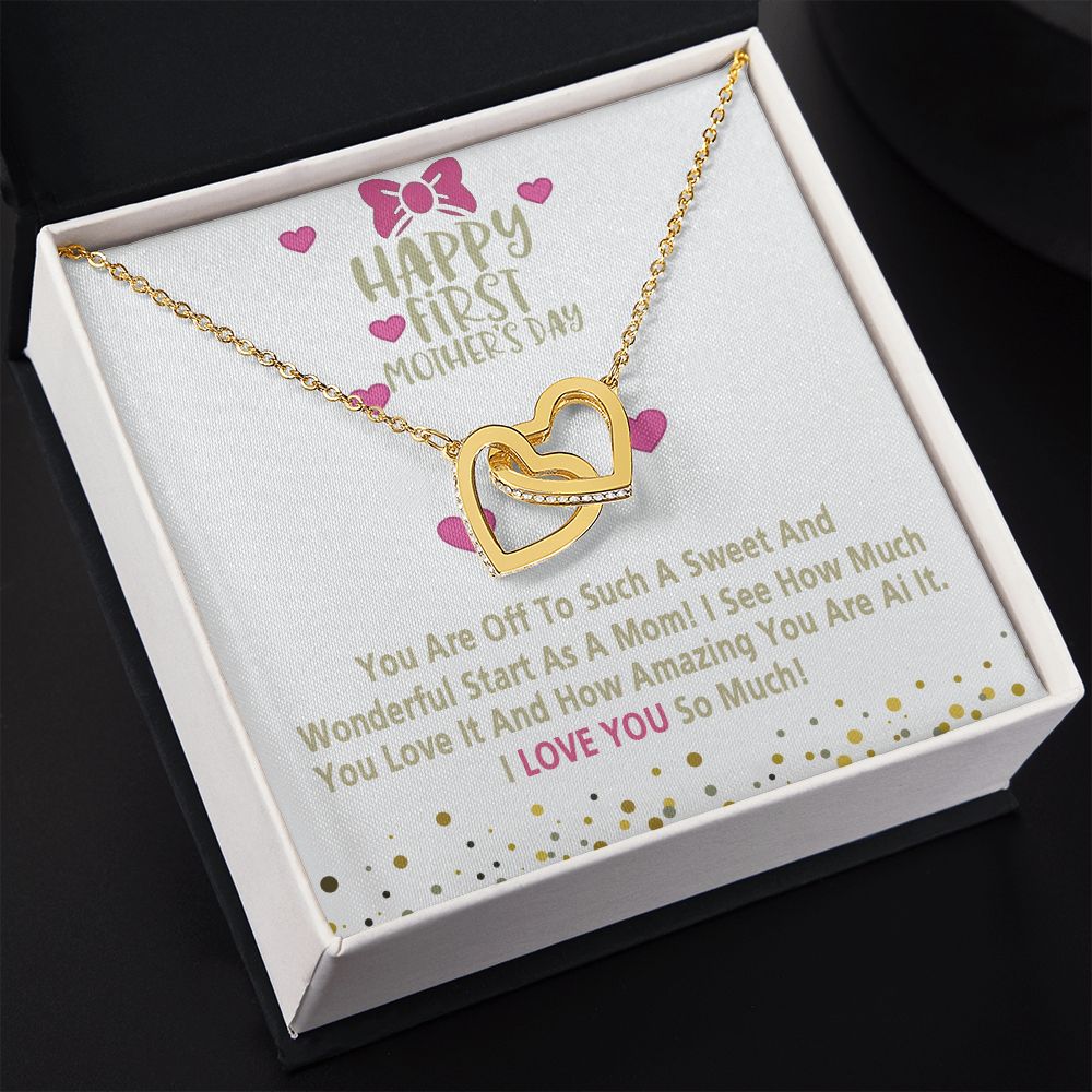 Mom Necklace Gifts for Mom from Daughter to Mom Gifts for Mothers Day from Daughter, To My Mom Necklace from Daughter to Mom Birthday Gifts Necklace with Message Card and Gift Box15 Interlocking Hearts Necklace