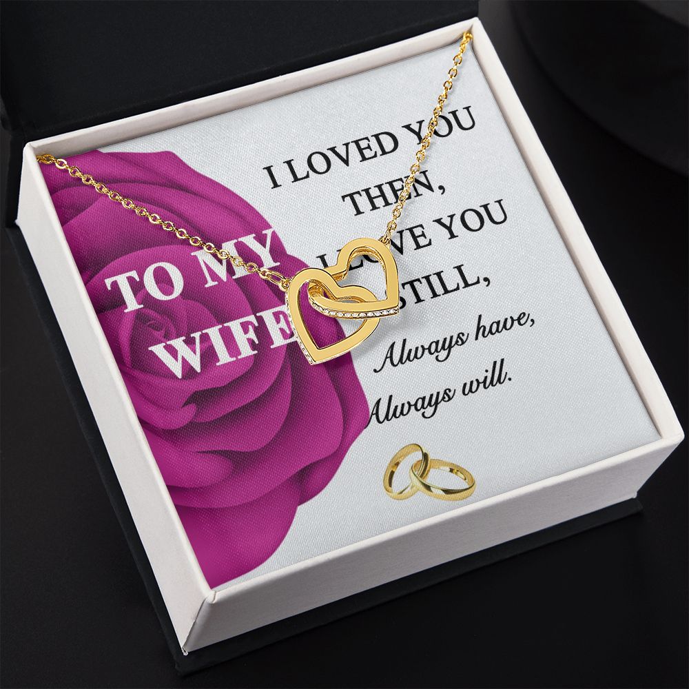 To My Wife Necklace -gift for Wife, Birthday Anniversary Necklace From HUsband Interlocking Hearts Necklace