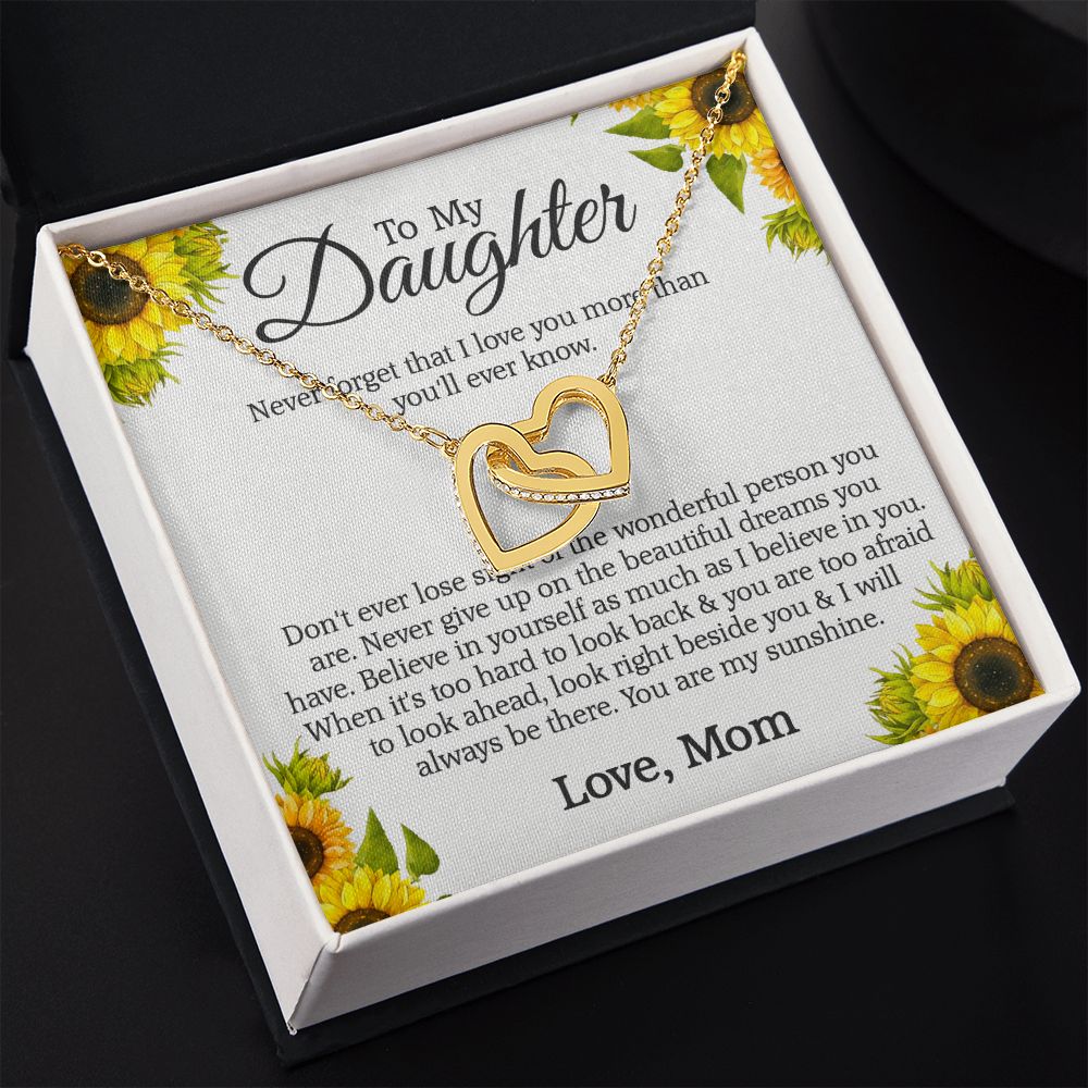 Mother Daughter Gift Ideas, To My Daughter Gift Necklace from Mom, Jewelry Pendant Present for Daughter, Birthday Christmas Gift Graduation Gifts for Daughters, Mother and Daughter Necklace 2132 Interlocking Hearts Necklace