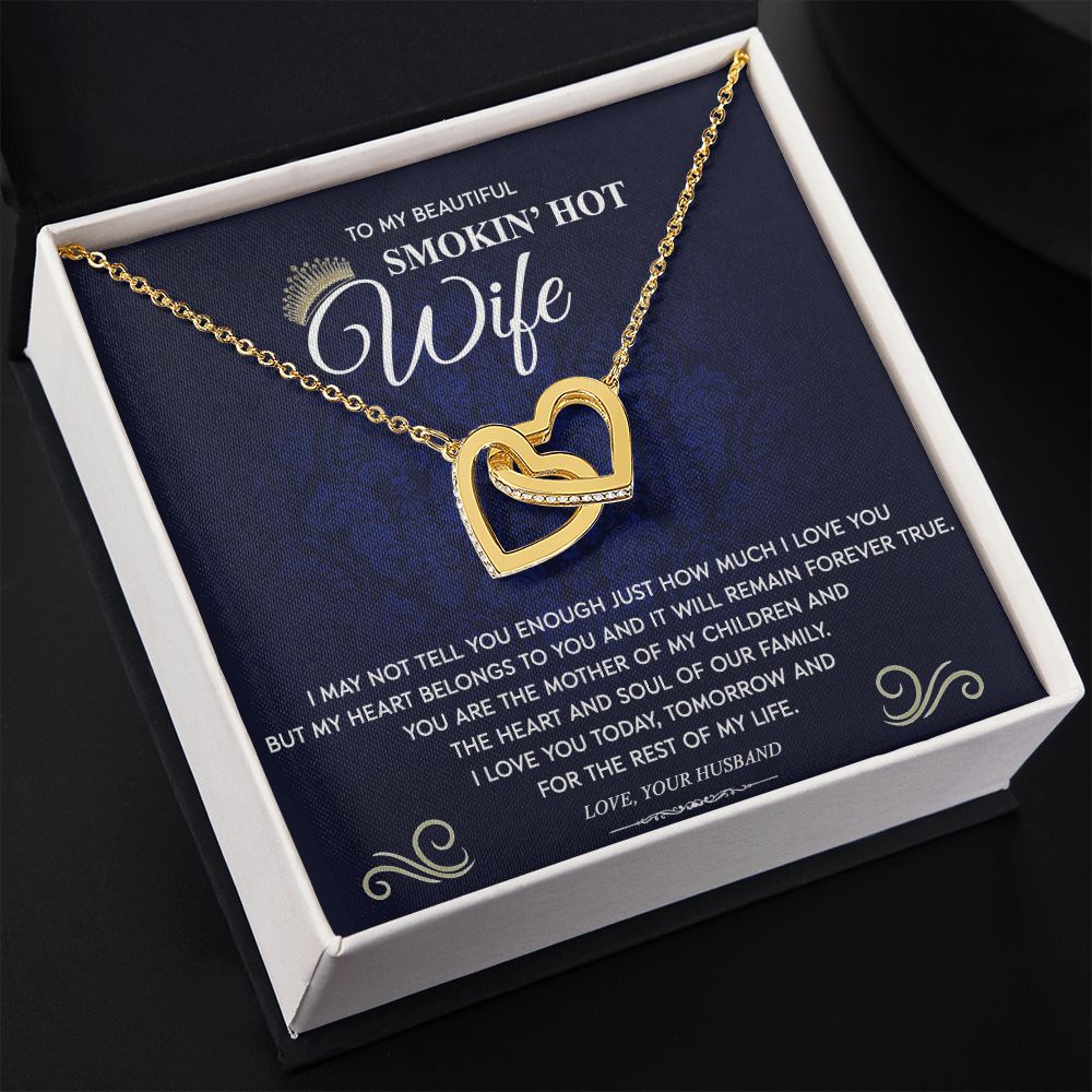 To My Wife Necklace from Husband, Personalized Necklace for Women, Luxury Necklace for Wife from Man Men, Wedding Anniversary Present For Wife, Beautiful Wife Jewelry Christmas Birthday Gift For Wife10 Interlocking Hearts Necklace