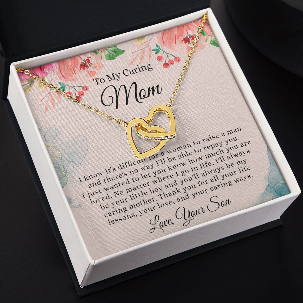 To My Mom Necklace, Mom Gift From Son, Mom gifts, Gift for Mom From Son, Mom Mothers Day Gift From Son, To my Mom Necklace, Mom Gift Necklace, Mother Birthday Gift From Son Interlocking Hearts Necklace