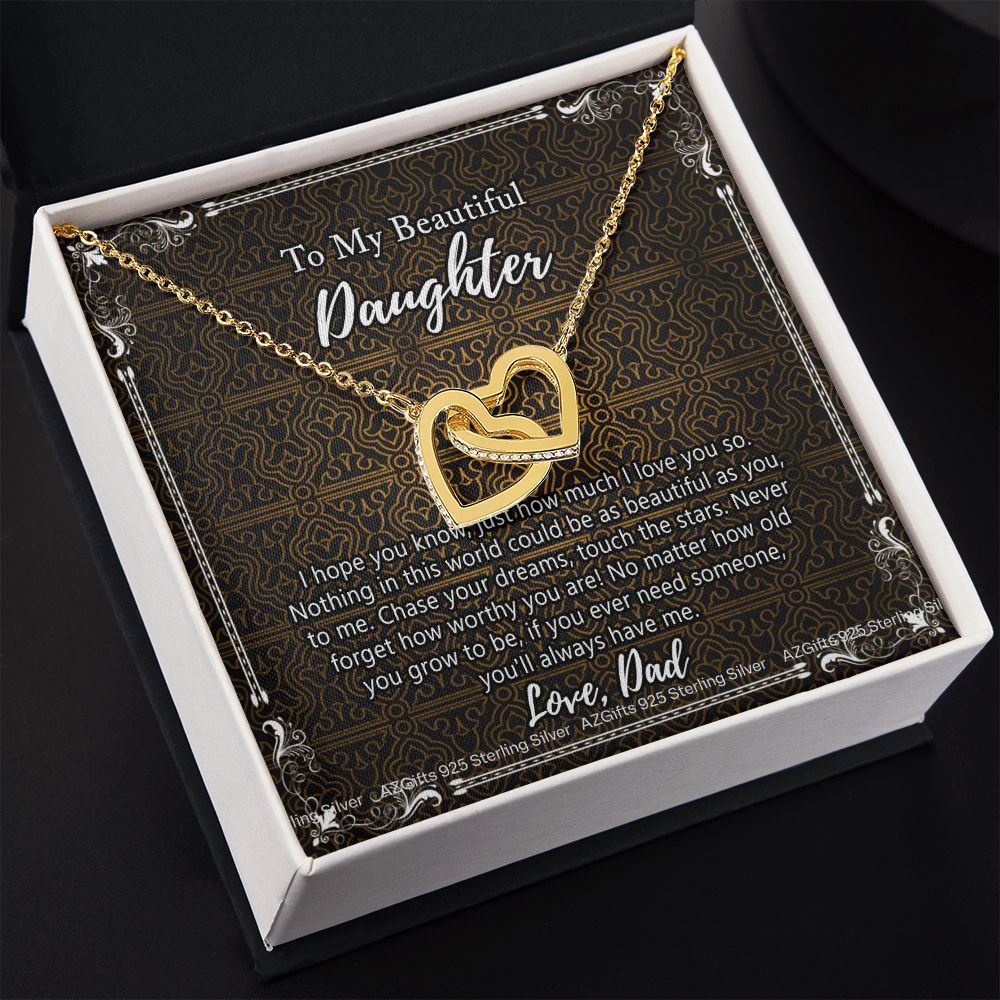 Daughter Gift From Dad Father To My Daughter Necklace for Daughter Jewelry Necklace Meaningful Jewelry Personalized Jewelry Gifts For Women Girls Her Interlocking Hearts Necklace
