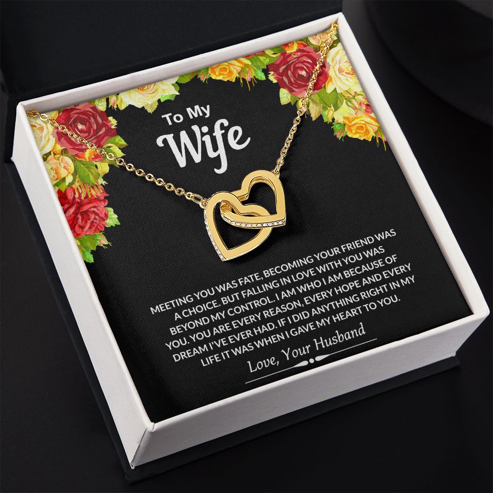 To My Wife Necklace from Husband Jewelry Gift For Wife Valentines Gift for Her Interlocking Hearts Necklace