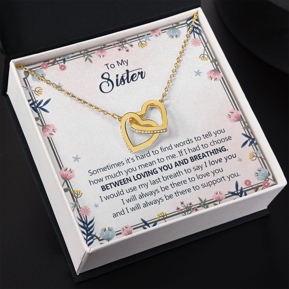 To My Sister Necklace Pendant Inspirational Jewelry For Women Teen Girl Family and Friendship Gifts Sisters Gifts Idea Sister Jewelry Necklace for Sisters Sentimental Gifts for Sister 301 Interlocking Hearts Necklace