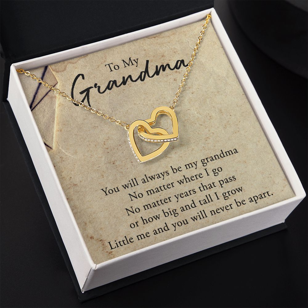 To My Grandma Necklace, Gift for Grandmother Necklace, Mothers Day Gift For Grandma Nana, Grandma Jewelry From Grandchildren GrandKids , Jewelry Box Gift For Grandma Grandmother5 Interlocking Hearts Necklace
