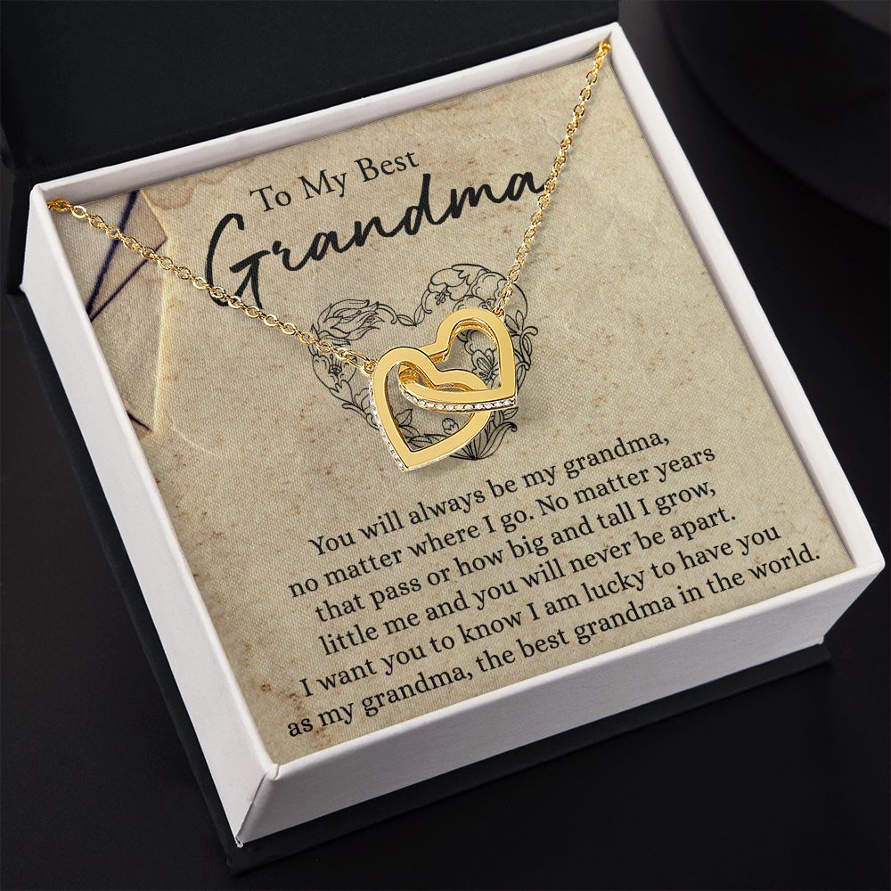 To My Grandma Necklace, Gift for Grandmother Necklace, Mothers Day Gift For Grandma Nana, Grandma Jewelry From Grandchildren GrandKids , Jewelry Box Gift For Grandma Grandmother6 Interlocking Hearts Necklace