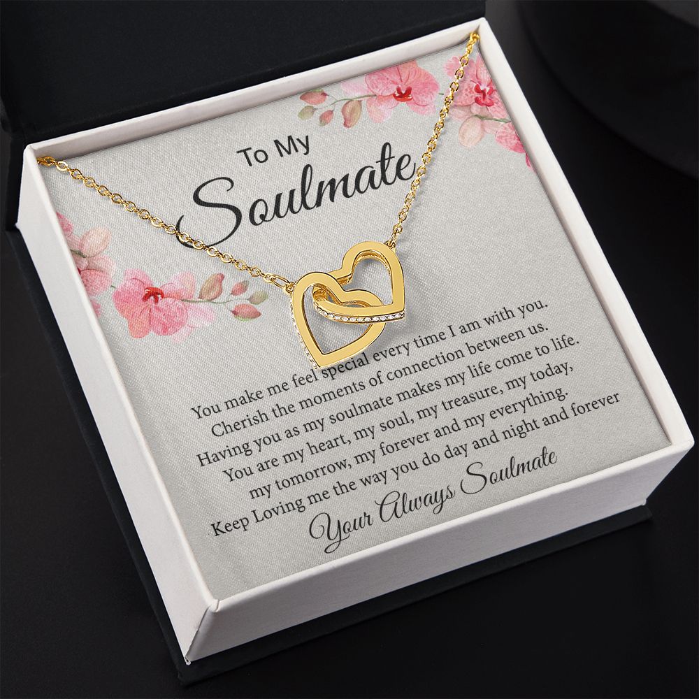 To My Soulmate Necklace for Women Birthday Christmas Jewelry Gifts For My Wife with Message Card Box Personalized Gift Present Pendant for Future Wife Soulmate Girlfriend Love 27 Interlocking Hearts Necklace