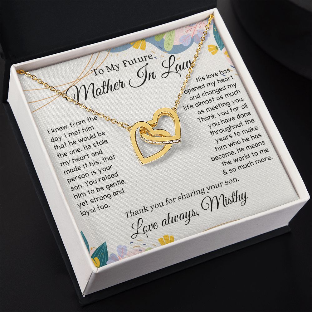 To My Future Mother In Law Necklace, Thoughtful Gift For Future Mother In Law, Wedding Gifts Mother In Law, Personalized Gift for Mother-In-Law, Wedding Gift Bride Groom To MIL Interlocking Hearts Necklace