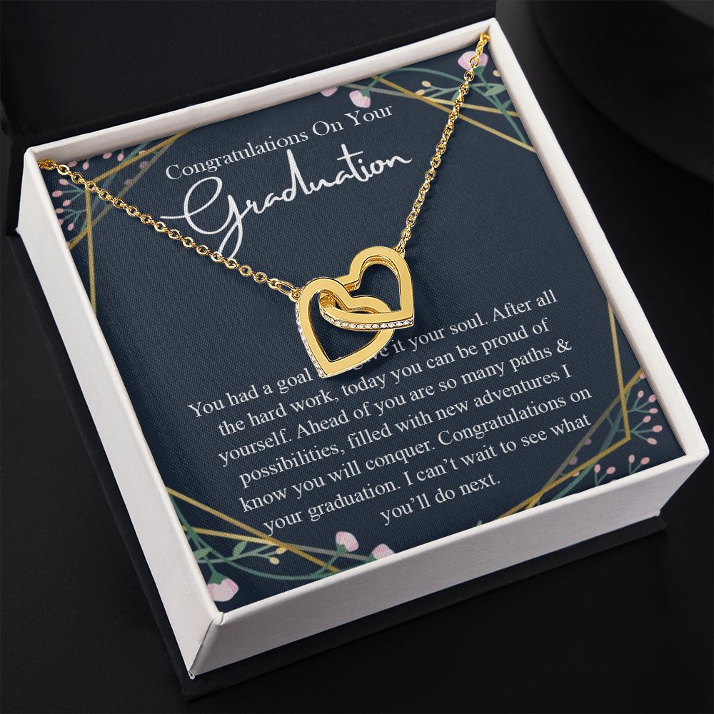 Graduation Gift For Her Necklace High School Graduation Gift, Congrats Graduation Pendants Gift For Daughter, Granddaughter, Niece, Sister Interlocking Hearts Necklace