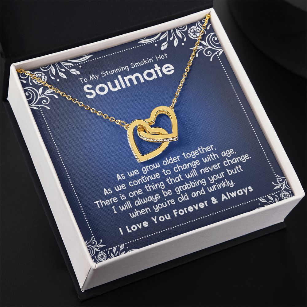 To My Smokin Hot Soulmate Necklace - Wife Gifts From Husband To My Wife Necklace, Gift for Her Romantic, Girlfriend Gifts Necklace for Wife from Men Includes Message Card and Gift Box 5 Interlocking Hearts Necklace