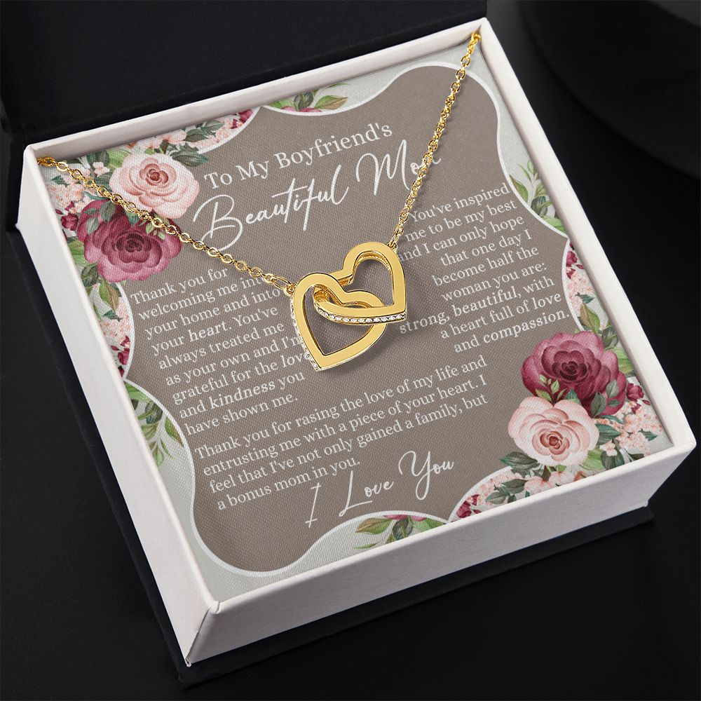 To My Boyfriend's Mom Necklace, Sentimental Gifts For Boyfriend's Mom, Necklace for Boyfriend's Mom, Thank You Gift for Boyfriend's Mom, Mothers Day Gift for Boyfriend's Mom Interlocking Hearts Necklace